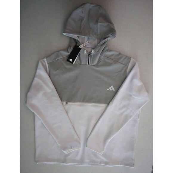 Adidas HZ3210 Men's Sz 2XL White/Gray Textured Fleece Anorak Golf Jacket - Picture 10 of 16